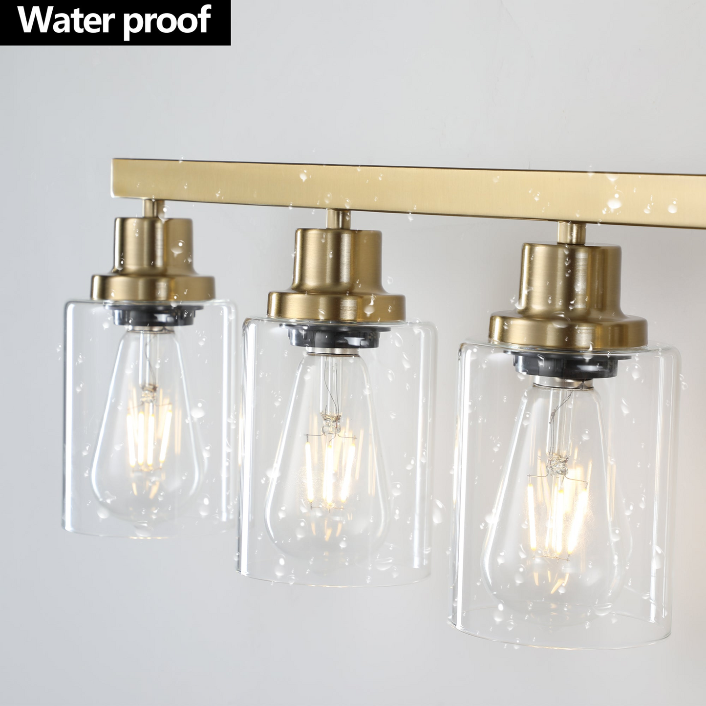 Golden 8-Light Vanity Light with Clear Glass Shades, Modern Iron Metal Bathroom Wall Fixture for Mirror, Ideal for Bathroom and Dressing Table (No Bulbs)