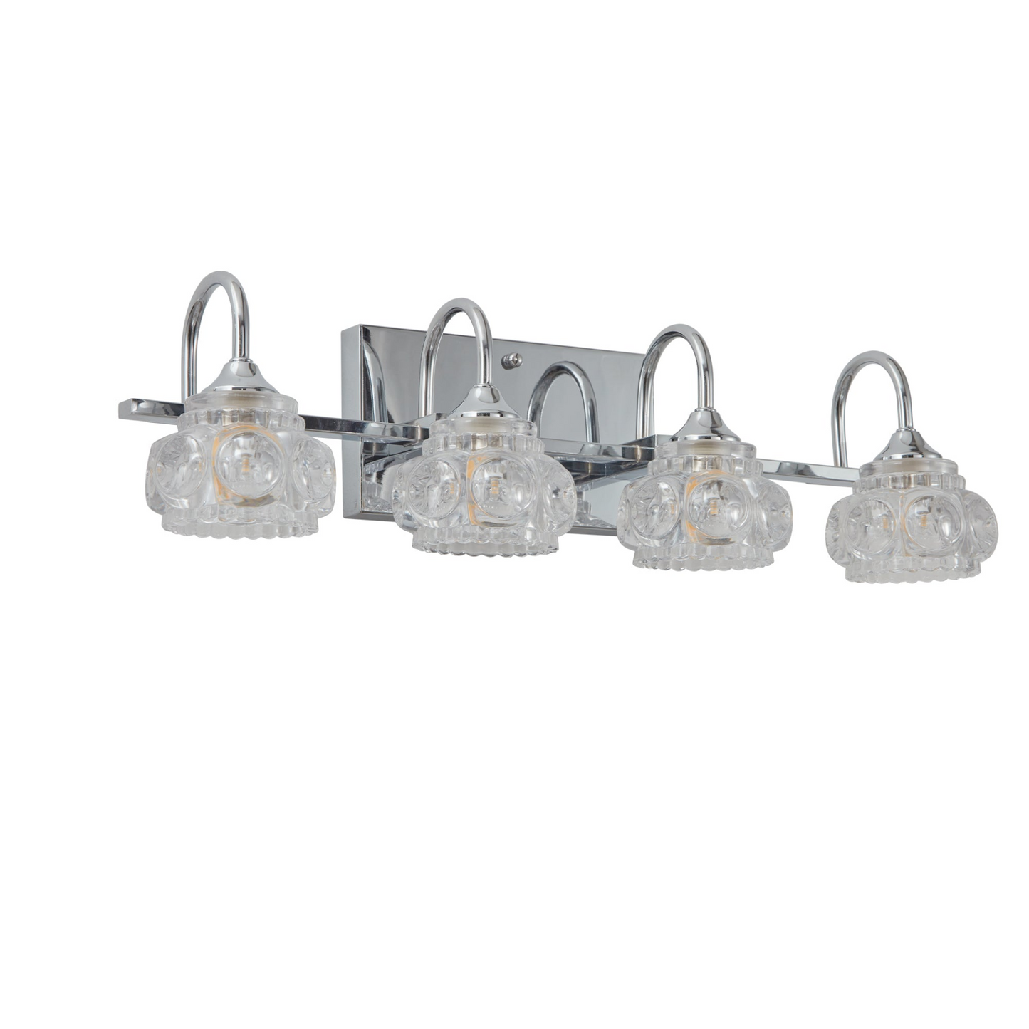 Brushed Nickel Finish Vintage Crystal Vanity Light - Elegant 4-Light Bathroom Mirror Fixture with Clear Glass Shades