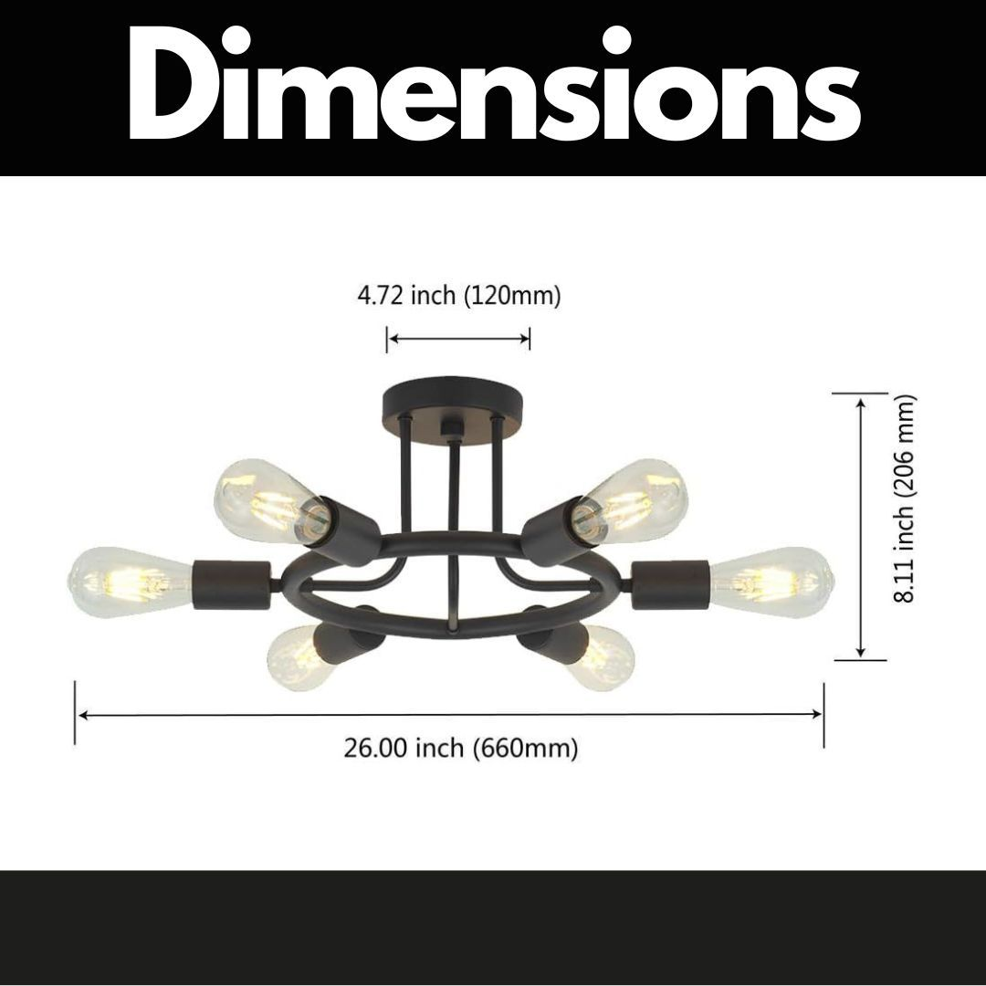 6 Light  Modern Sputnik Lights Semi Flush Mount Ceiling Light Oil-Rubbed Bronze Finished