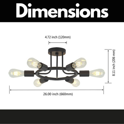 6 Light  Modern Sputnik Lights Semi Flush Mount Ceiling Light Oil-Rubbed Bronze Finished