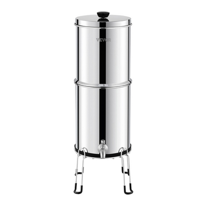 VEVOR 2.25G Gravity-fed Water Filter Countertop System Stainless Steel 2 Filters