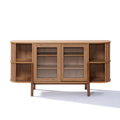 2-Door and Open Storage 59-Inch Wide Sideboard Server Cabinet
