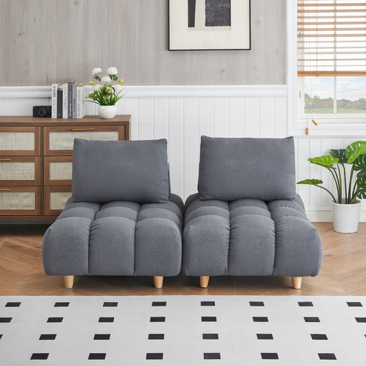 60 inches long, Teddy Sofa Fabric, with spacious and comfortable seats, for Apartment Office Living Room -Gray