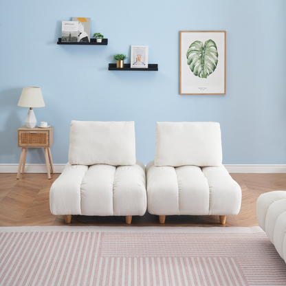 60 inches long, Teddy Sofa Fabric, with spacious and comfortable seats, for Apartment Office Living Room -Beige