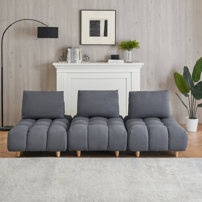 90 inches long, Teddy Sofa Fabric, with spacious and comfortable seats, for Apartment Office Living Room -Gray