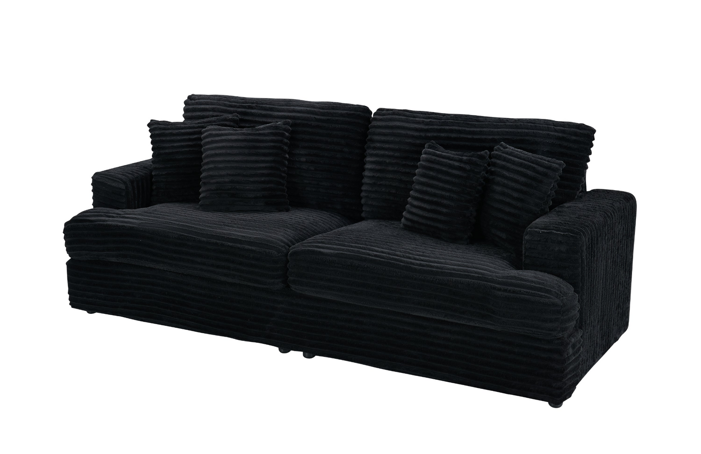 79.3 "long, corduroy sofa with 4 matching pillows, stylish design spacious and comfortable 3-seater sofa suitable for modern living room, black