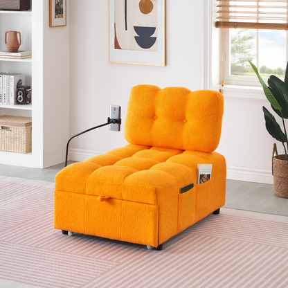 40.20 inches long, Teddy Sofa Fabric,a convertible sofa-cum-bed, for Apartment Office Living Room - Orange