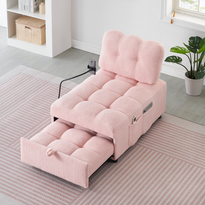 40.20 inches long, Teddy Sofa Fabric,a convertible sofa-cum-bed, for Apartment Office Living Room - Pink