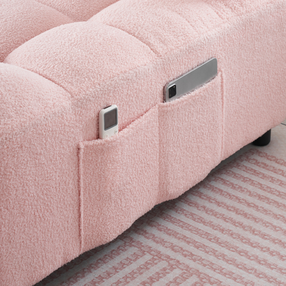 40.20 inches long, Teddy Sofa Fabric,a convertible sofa-cum-bed, for Apartment Office Living Room - Pink