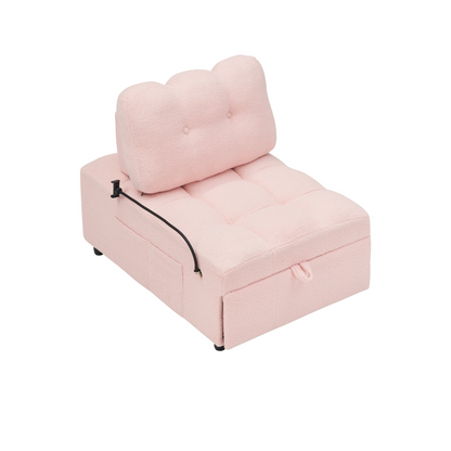 40.20 inches long, Teddy Sofa Fabric,a convertible sofa-cum-bed, for Apartment Office Living Room - Pink