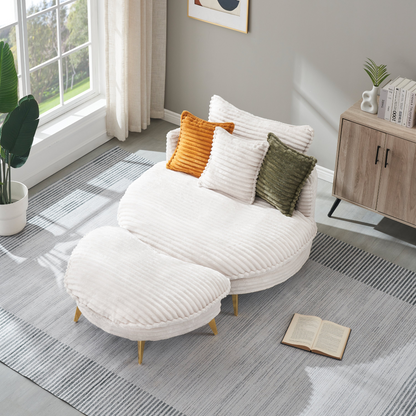 65.00 inches long, Corduroy Sofa Fabric, with three matching pillows and two spacious and comfortable seats, for Apartment Office Living Room -Beige