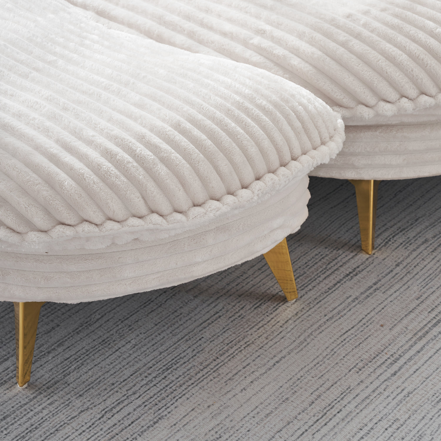 65.00 inches long, Corduroy Sofa Fabric, with three matching pillows and two spacious and comfortable seats, for Apartment Office Living Room -Beige