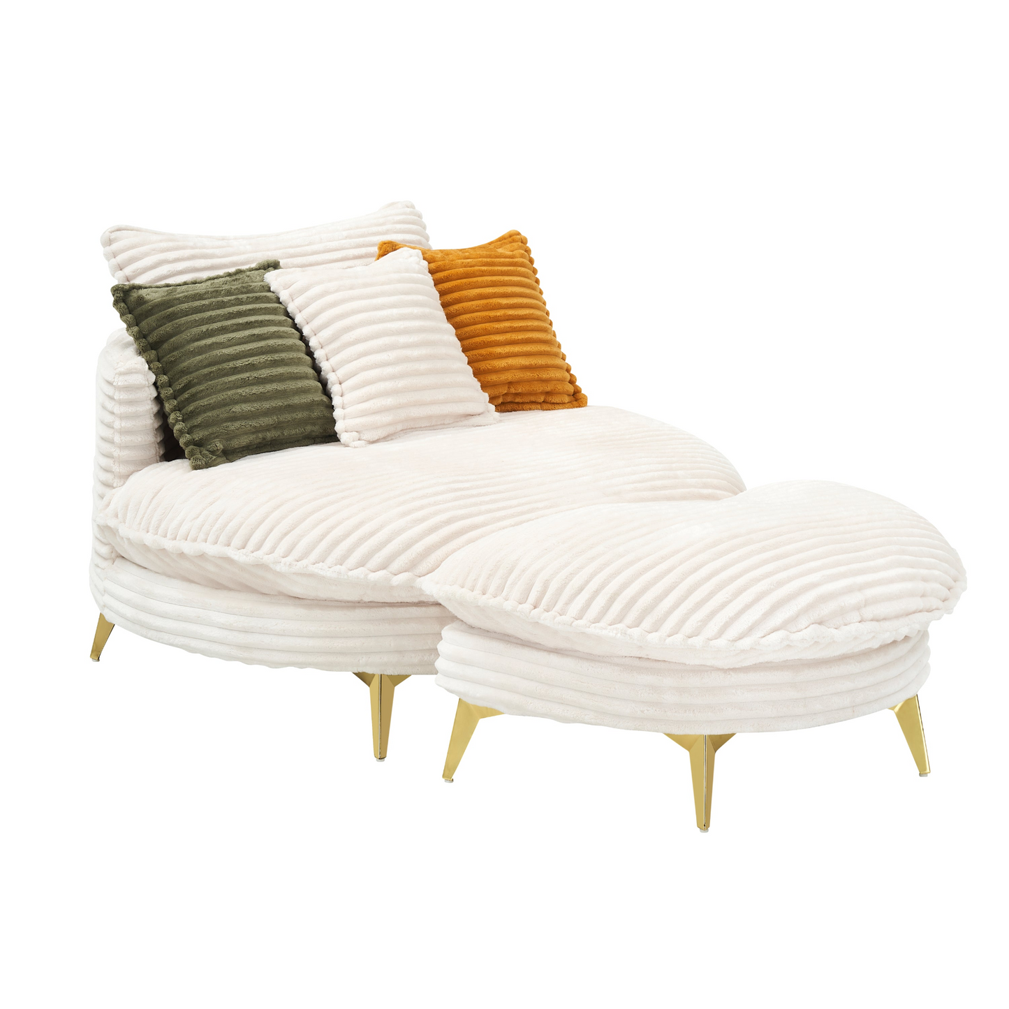 65.00 inches long, Corduroy Sofa Fabric, with three matching pillows and two spacious and comfortable seats, for Apartment Office Living Room -Beige