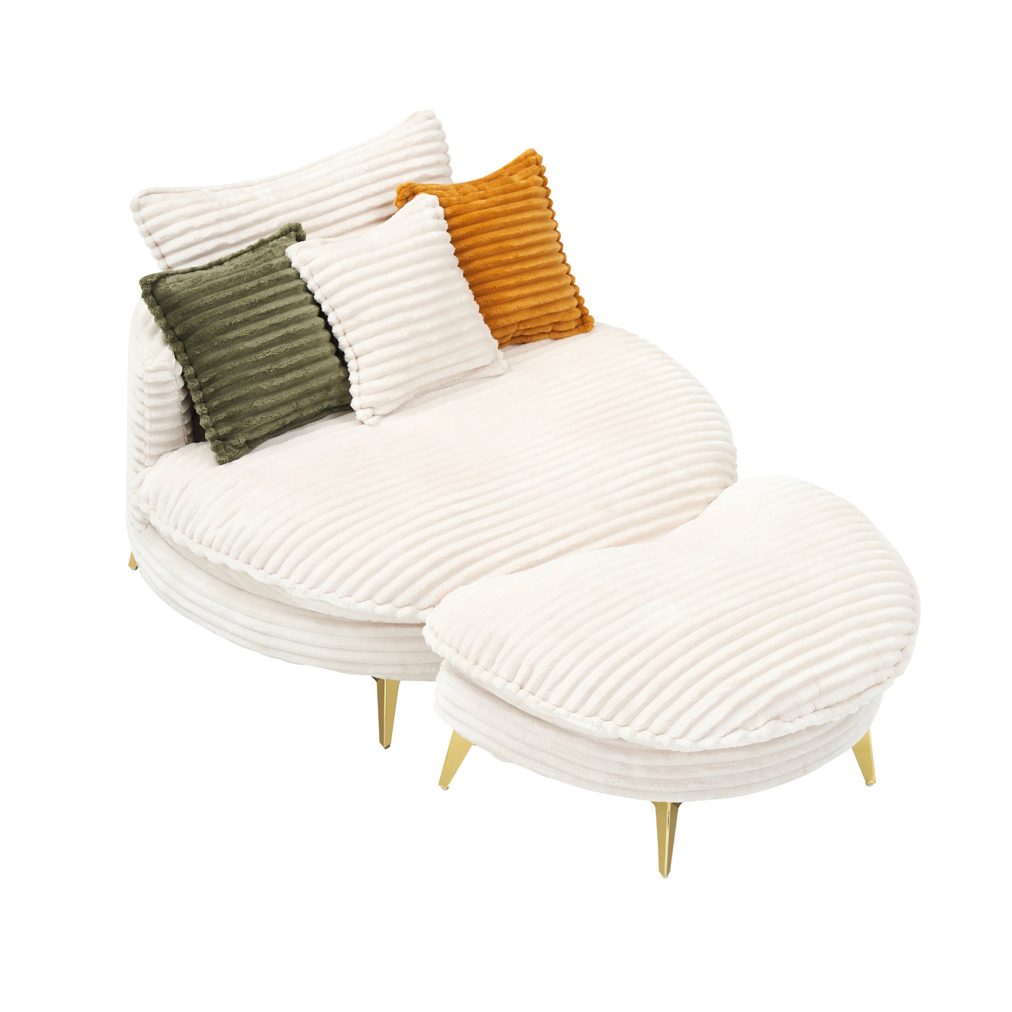 65.00 inches long, Corduroy Sofa Fabric, with three matching pillows and two spacious and comfortable seats, for Apartment Office Living Room -Beige