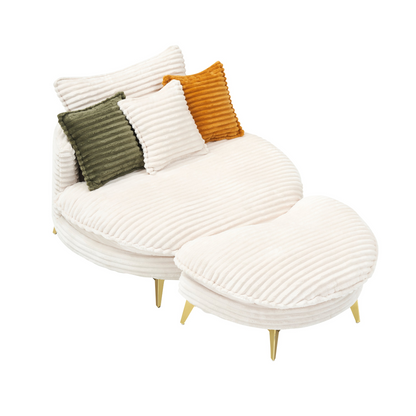65.00 inches long, Corduroy Sofa Fabric, with three matching pillows and two spacious and comfortable seats, for Apartment Office Living Room -Beige