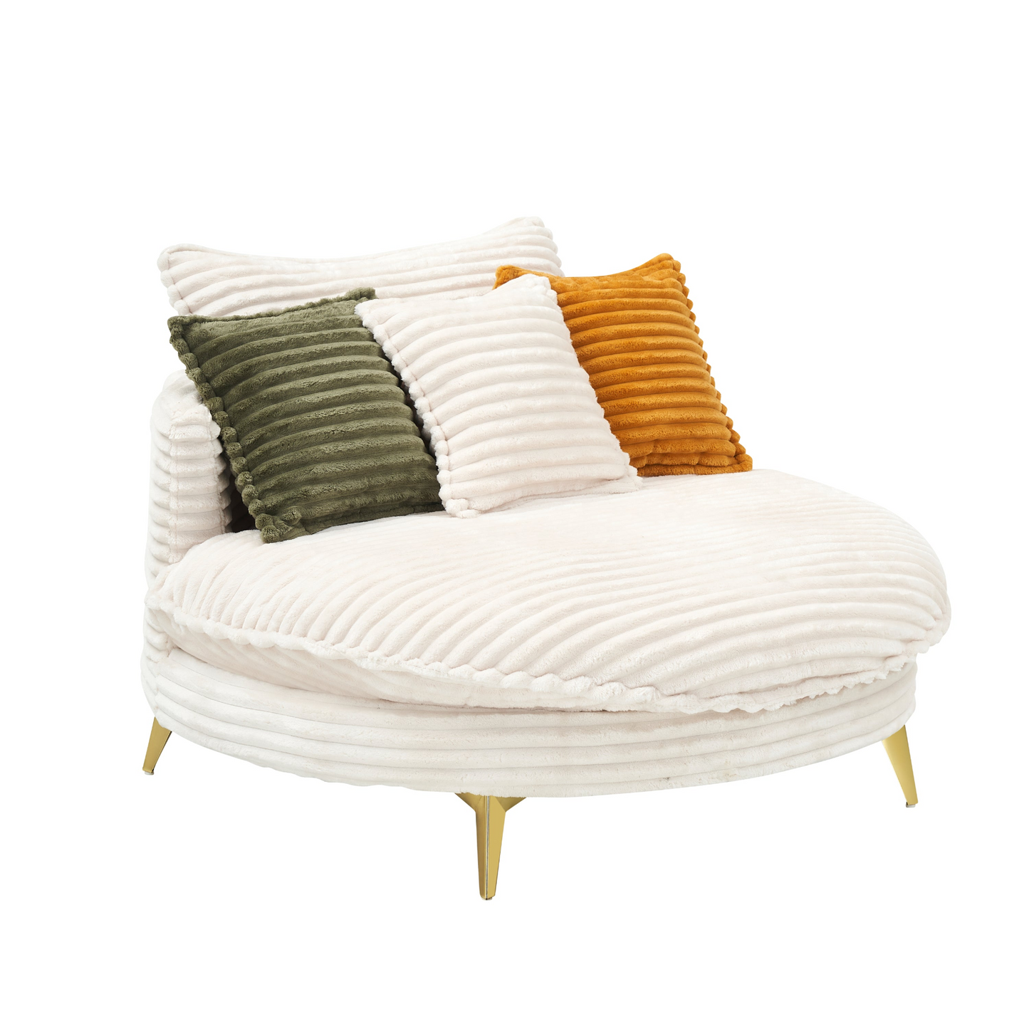 65.00 inches long, Corduroy Sofa Fabric, with three matching pillows and two spacious and comfortable seats, for Apartment Office Living Room -Beige