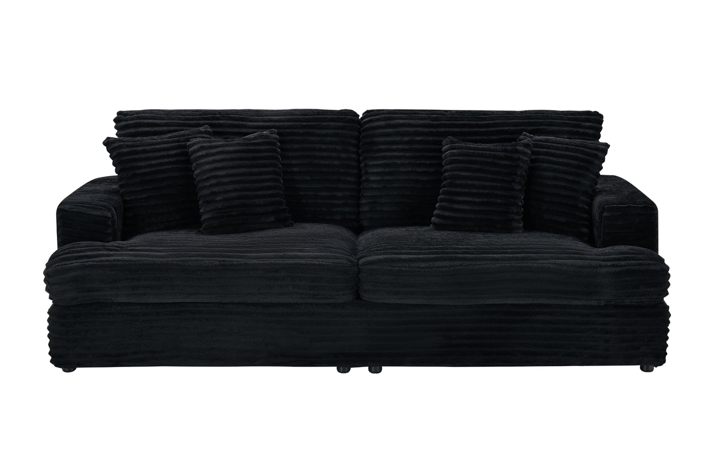 79.3 "long, corduroy sofa with 4 matching pillows, stylish design spacious and comfortable 3-seater sofa suitable for modern living room, black