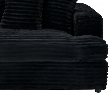79.3 "long, corduroy sofa with 4 matching pillows, stylish design spacious and comfortable 3-seater sofa suitable for modern living room, black