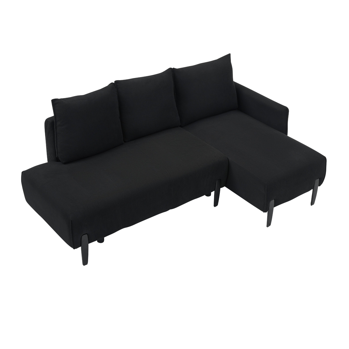 79.50 inches long, Velvet Sofa Fabric, with three matching pillows and spacious and comfortable seats, for Apartment Office Living Room - Black