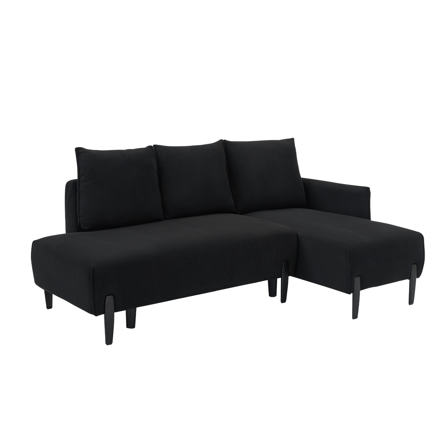 79.50 inches long, Velvet Sofa Fabric, with three matching pillows and spacious and comfortable seats, for Apartment Office Living Room - Black
