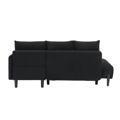 79.50 inches long, Velvet Sofa Fabric, with three matching pillows and spacious and comfortable seats, for Apartment Office Living Room - Black
