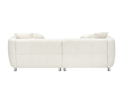 89 inch Sofa for Living Room, Fashion  Sofa with Metal Legs, 3 Seater Sofa, Solid Wood Frame Couch with 4Pillows, for Apartment Office Living Room - White