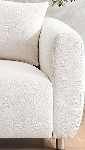 89 inch Sofa for Living Room, Fashion  Sofa with Metal Legs, 3 Seater Sofa, Solid Wood Frame Couch with 4Pillows, for Apartment Office Living Room - White