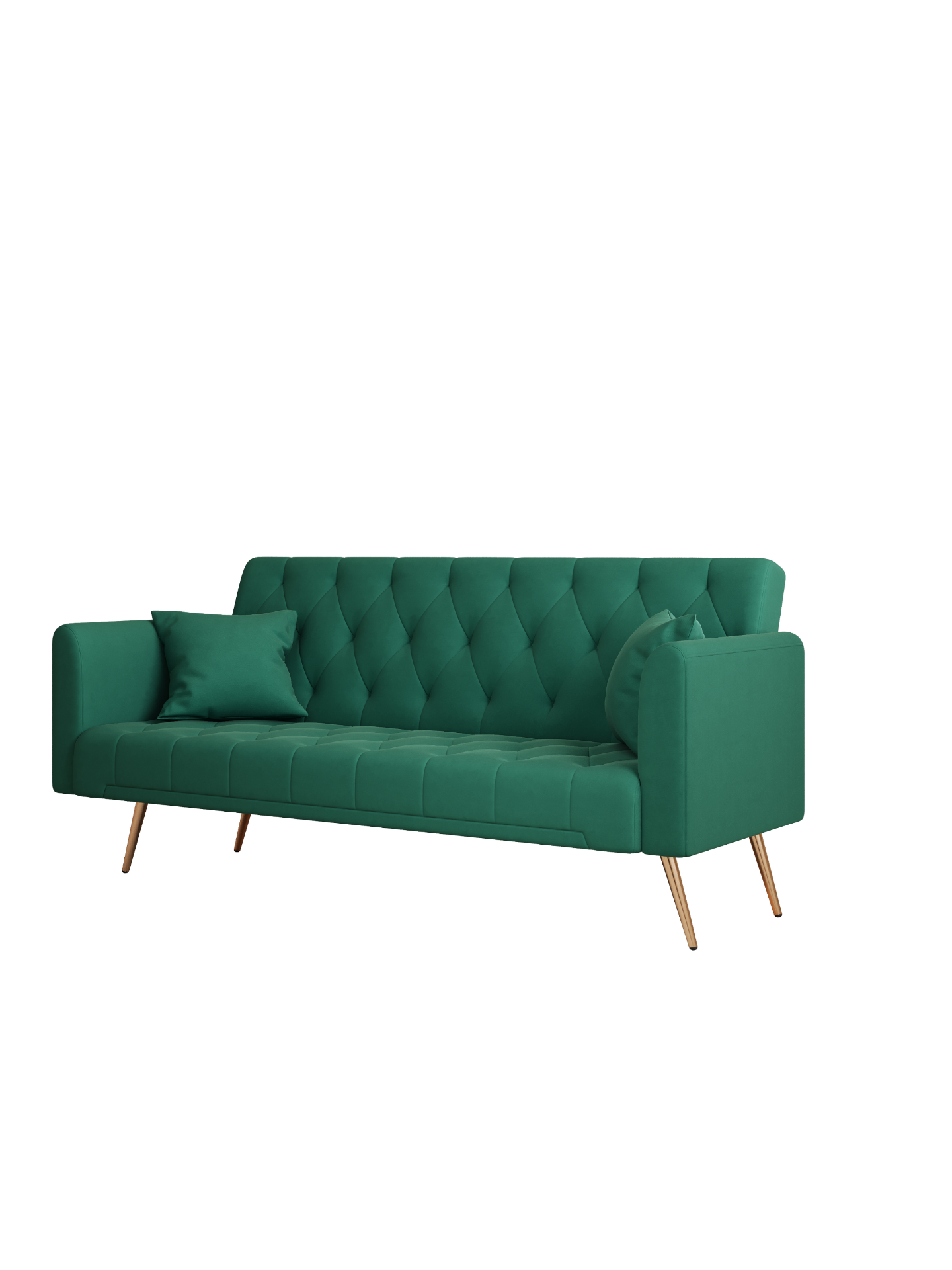 71 inch convertible love seat sofa, American retro  green velvet, suitable for small living room, bedroom, office