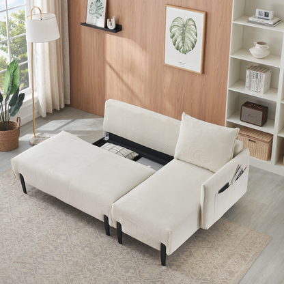 79.50 inches long, Velvet Sofa Fabric, with three matching pillows and spacious and comfortable seats, for Apartment Office Living Room - Beige