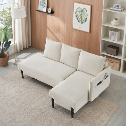 79.50 inches long, Velvet Sofa Fabric, with three matching pillows and spacious and comfortable seats, for Apartment Office Living Room - Beige