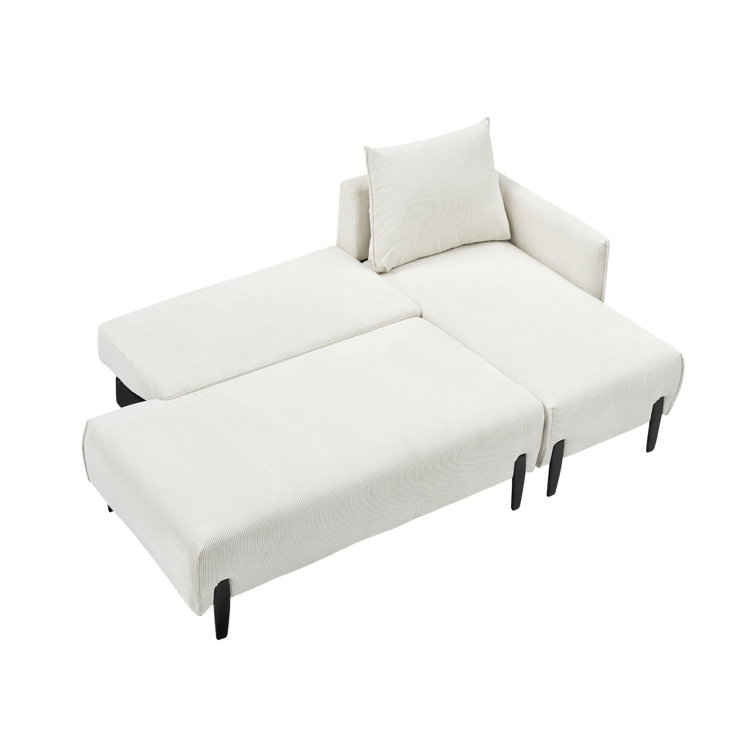 79.50 inches long, Velvet Sofa Fabric, with three matching pillows and spacious and comfortable seats, for Apartment Office Living Room - Beige