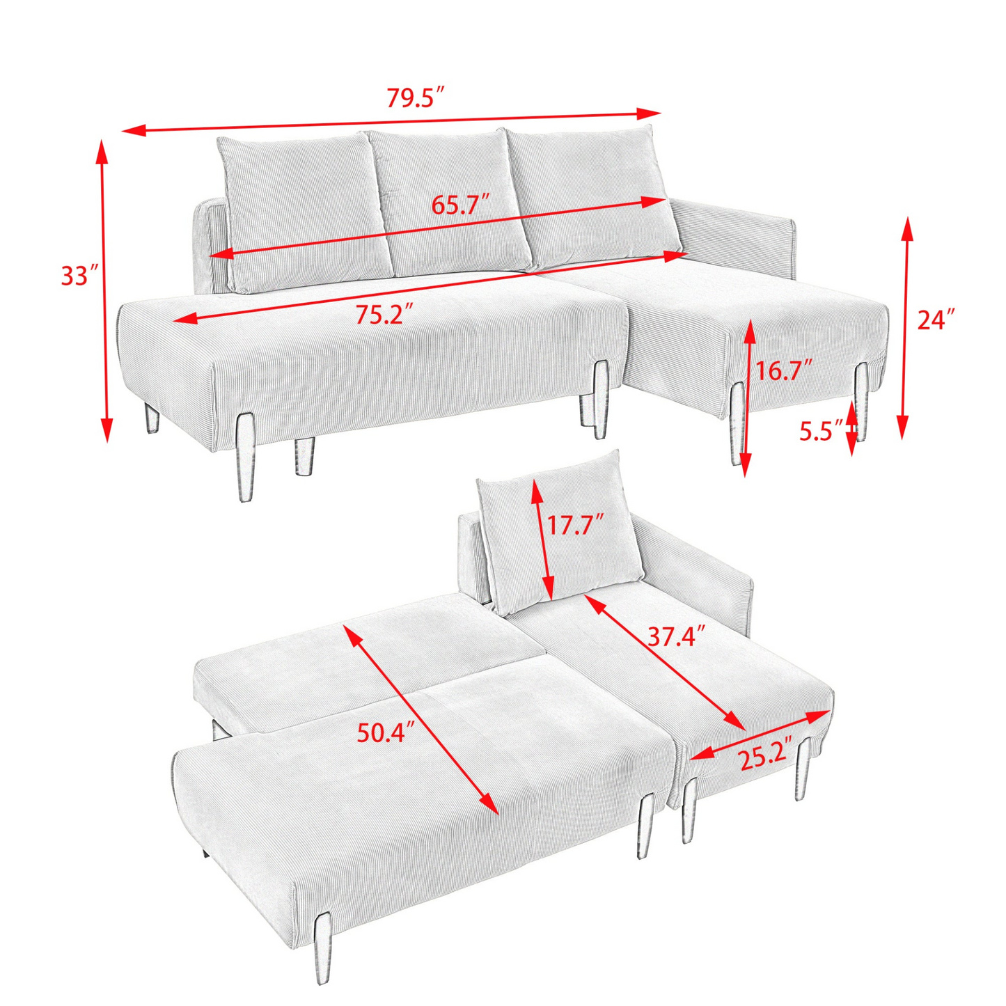 79.50 inches long, Velvet Sofa Fabric, with three matching pillows and spacious and comfortable seats, for Apartment Office Living Room - Beige