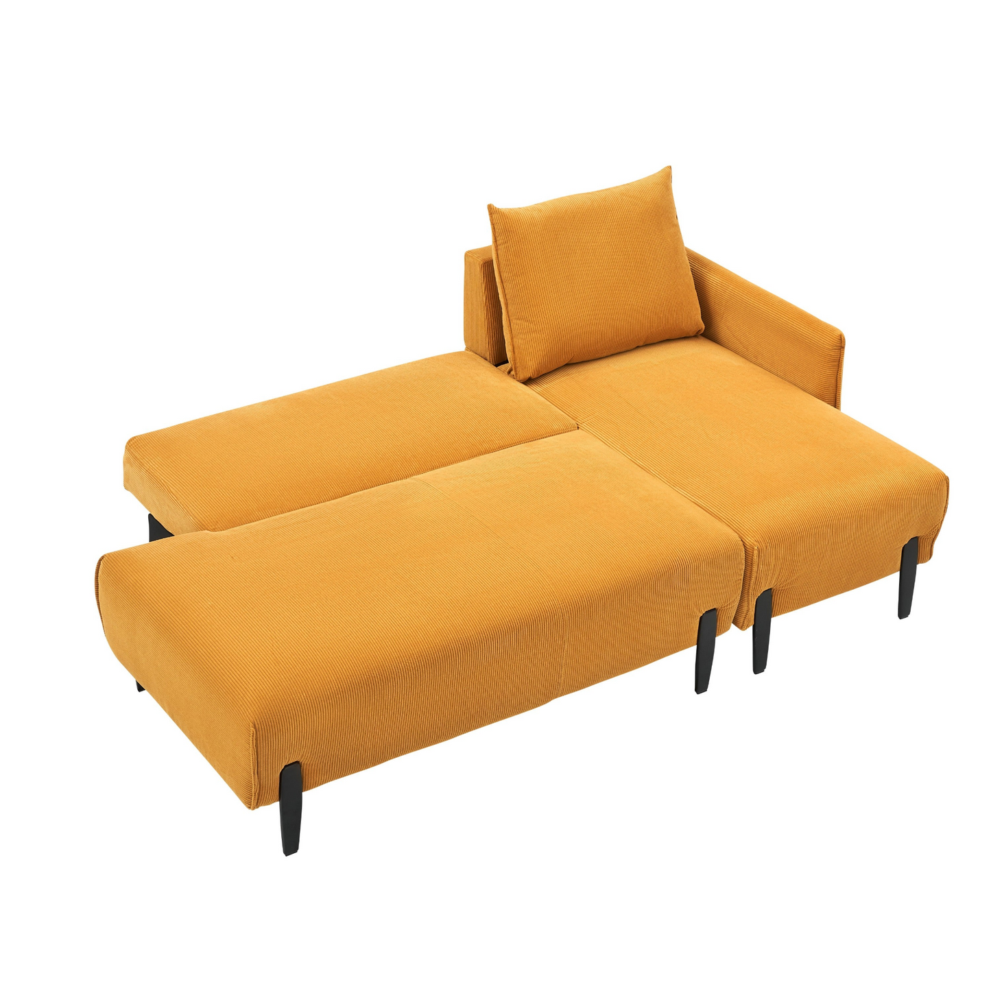 79.50 inches long, Velvet Sofa Fabric, with three matching pillows and spacious and comfortable seats, for Apartment Office Living Room - Yellow