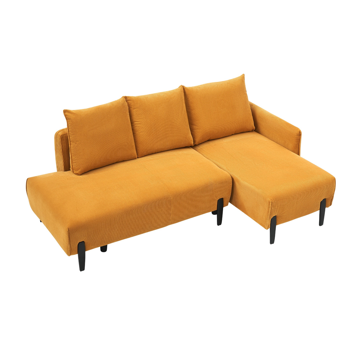 79.50 inches long, Velvet Sofa Fabric, with three matching pillows and spacious and comfortable seats, for Apartment Office Living Room - Yellow