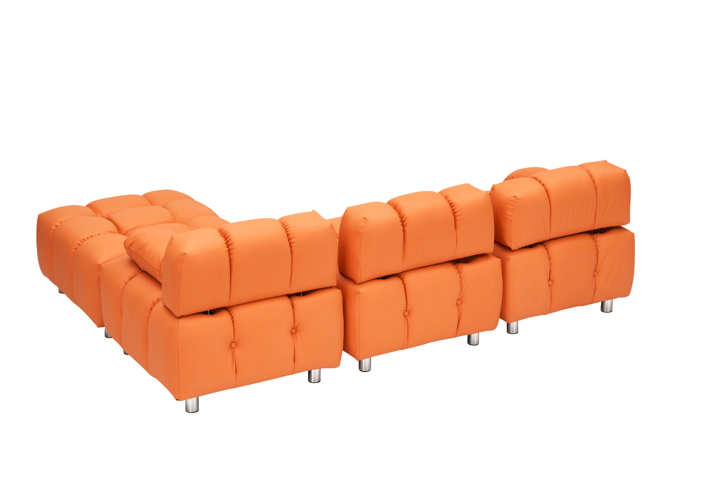 A 90.60-inch technology cloth orange sofa, waterproof, stain and cat scratch resistant, can comfortably sit in the apartment bedroom without taking up space.