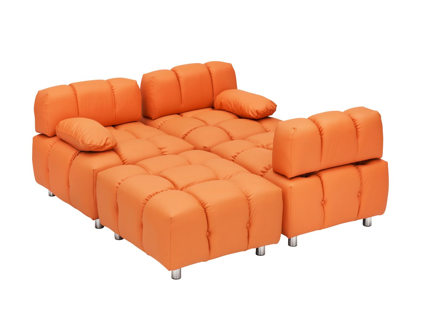 A 90.60-inch technology cloth orange sofa, waterproof, stain and cat scratch resistant, can comfortably sit in the apartment bedroom without taking up space.