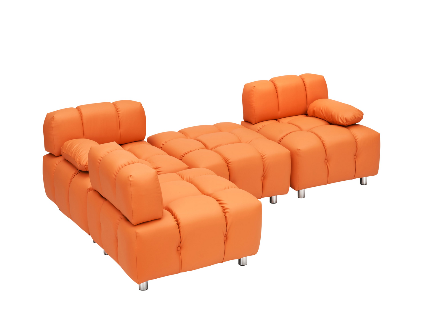 A 90.60-inch technology cloth orange sofa, waterproof, stain and cat scratch resistant, can comfortably sit in the apartment bedroom without taking up space.