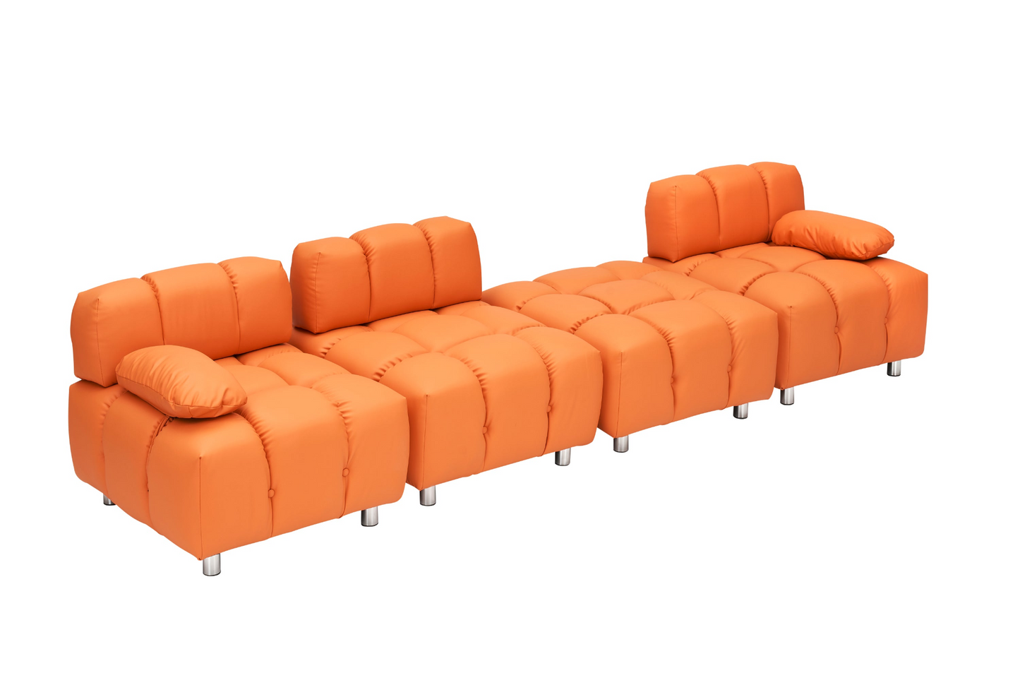 A 90.60-inch technology cloth orange sofa, waterproof, stain and cat scratch resistant, can comfortably sit in the apartment bedroom without taking up space.