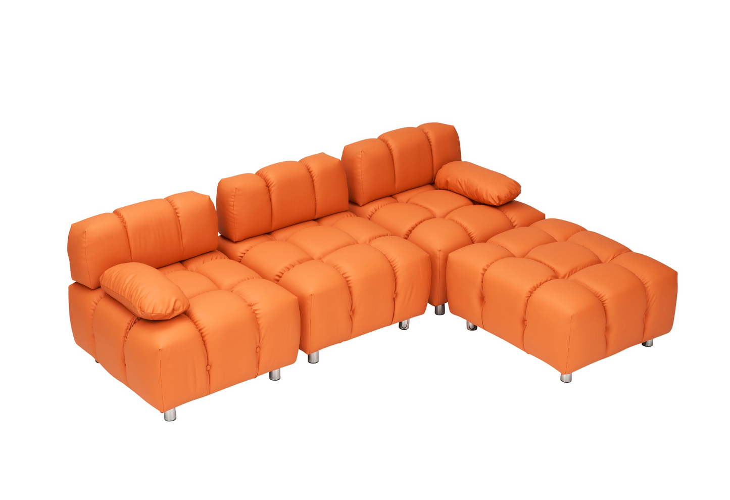A 90.60-inch technology cloth orange sofa, waterproof, stain and cat scratch resistant, can comfortably sit in the apartment bedroom without taking up space.