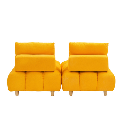 60 inches long, Teddy Sofa Fabric, with spacious and comfortable seats, for Apartment Office Living Room -Yellow