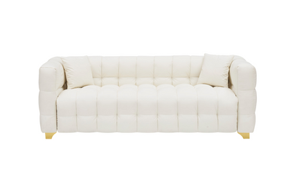 80 inches long, 21.7 inches deep, American body structure, technology fabric sofa, 3 seats waterproof and stain-proof, Beige anti-cat paw sofa