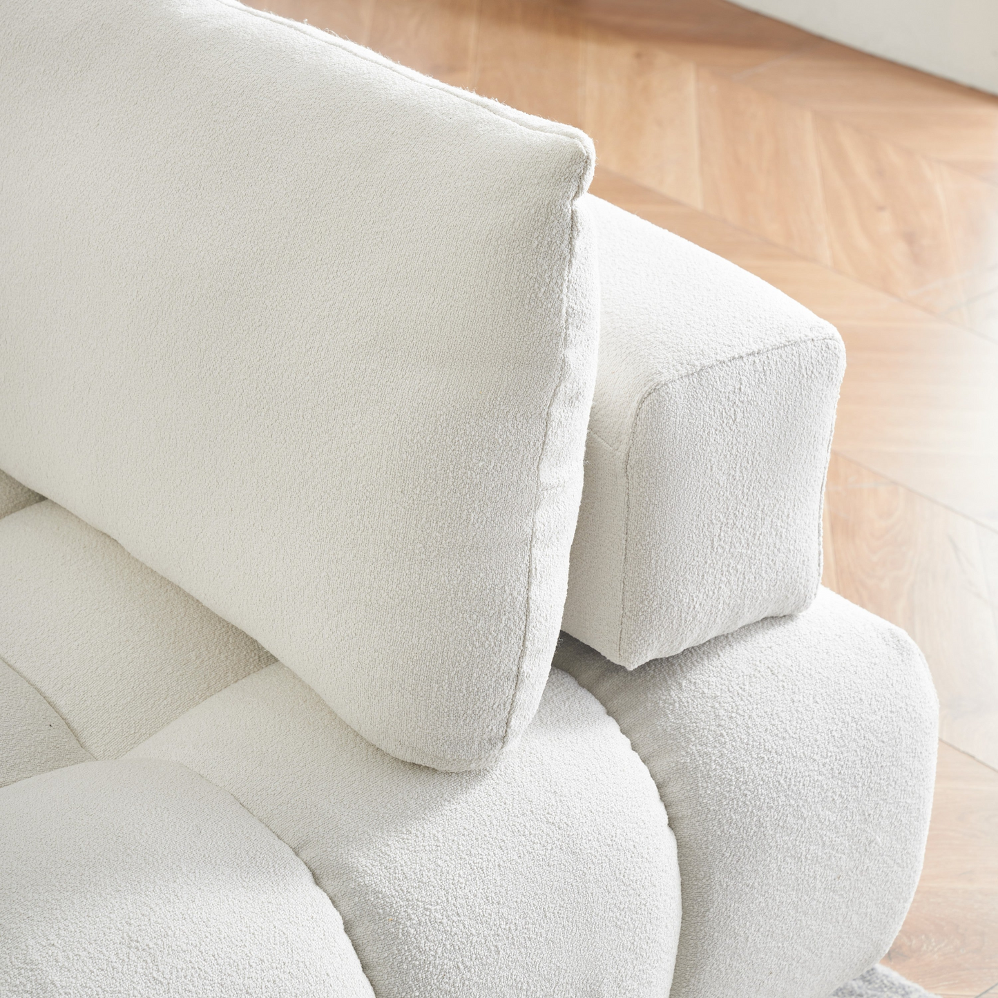 60 inches long, Teddy Sofa Fabric, with spacious and comfortable seats, for Apartment Office Living Room -Beige