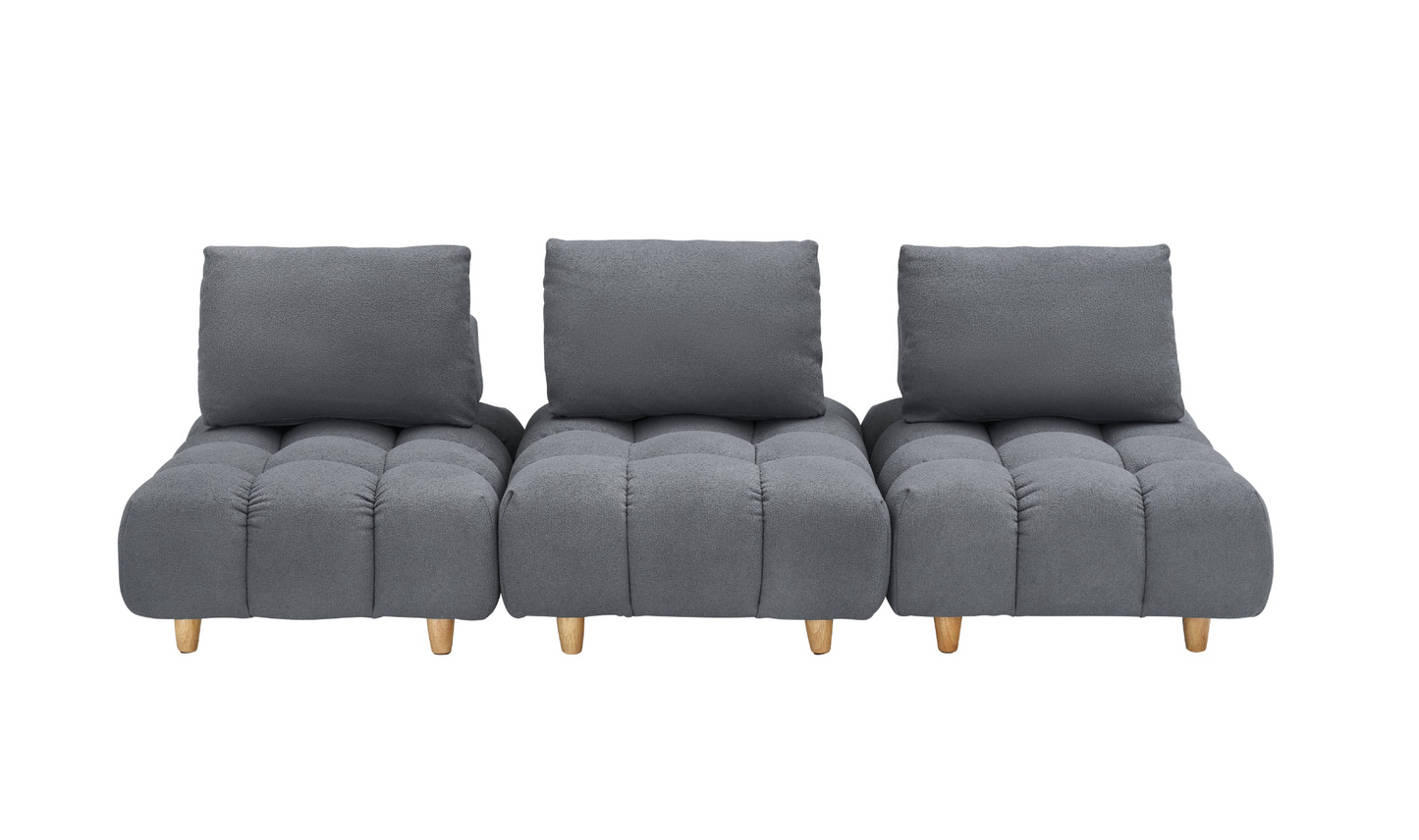 90 inches long, Teddy Sofa Fabric, with spacious and comfortable seats, for Apartment Office Living Room -Gray