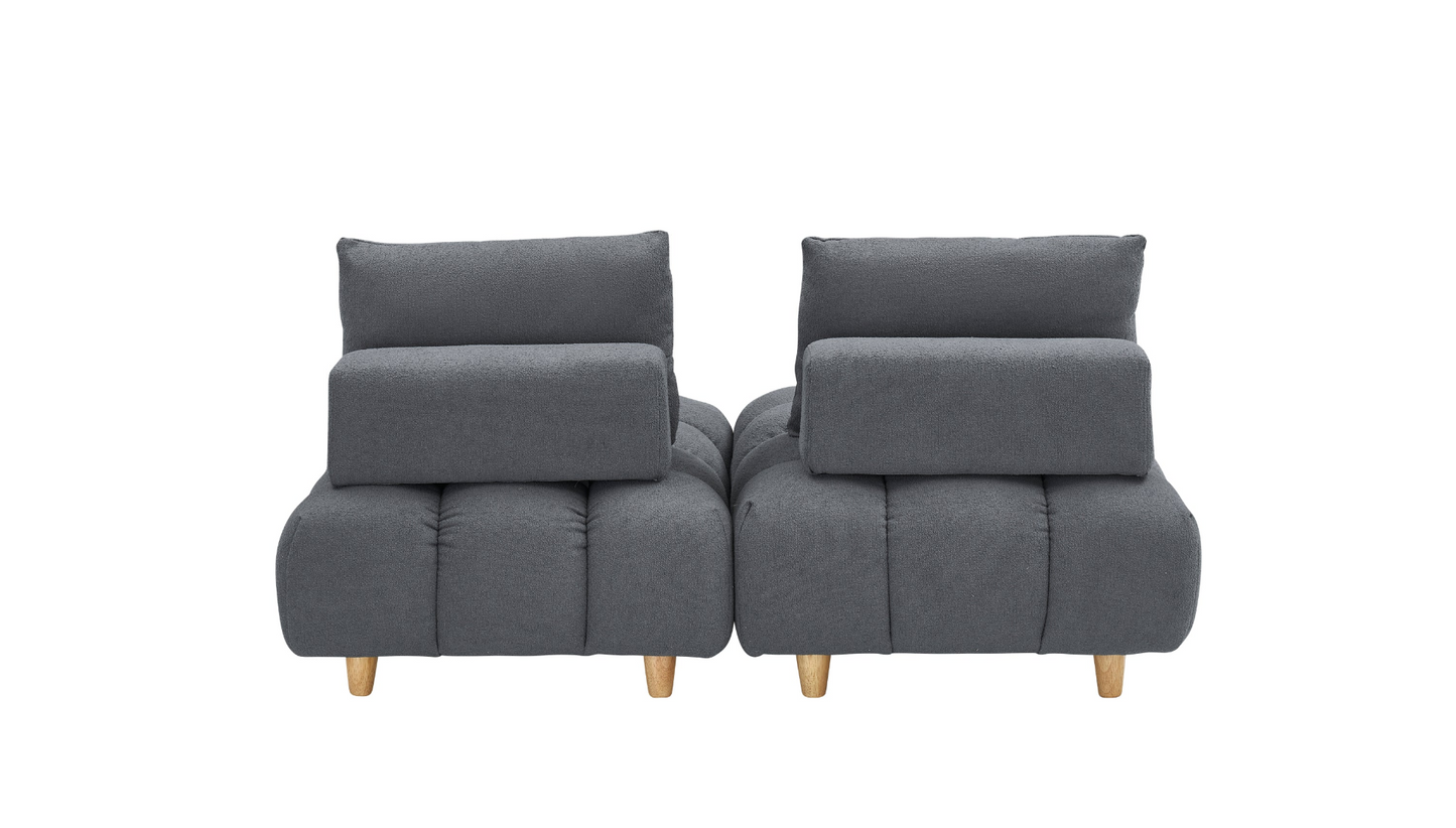 60 inches long, Teddy Sofa Fabric, with spacious and comfortable seats, for Apartment Office Living Room -Gray