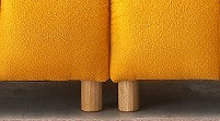 93.70 inches long, Teddy Sofa Fabric,with two matching pillows and three spacious and comfortable seats, for Apartment Office Living Room - Yellow