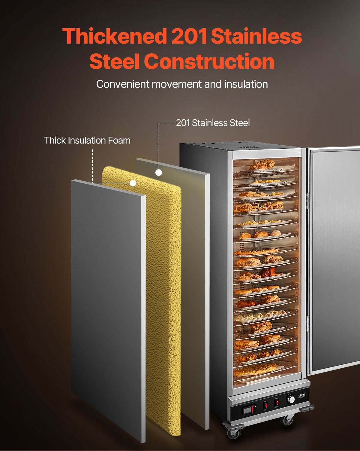 Hot Box Food Warmer 16-Tier Concession Warming Cabinet with Water Tray for Pizza