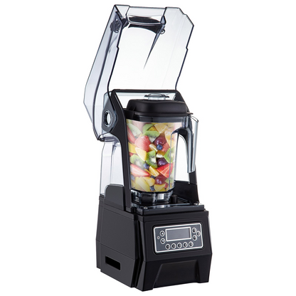 VEVOR 110V Commercial Smoothie Blenders, 1.5L/50.7oz 1500W Countertop Silent Blender w/ 3-Side Silica Gel Sound Shield, Quiet Blender Self-Cleaning Includes Multifunctional 2-in-1 Wet Dry Blades Black