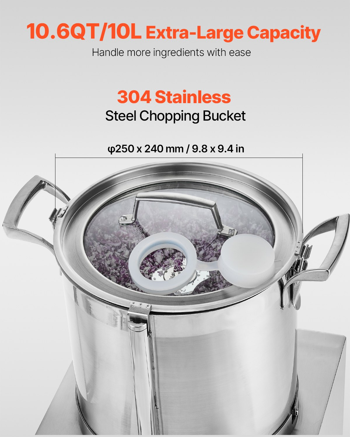 Food Processor Vegetable Chopper 10.6 Quart Food-Grade Stainless Steel Blender