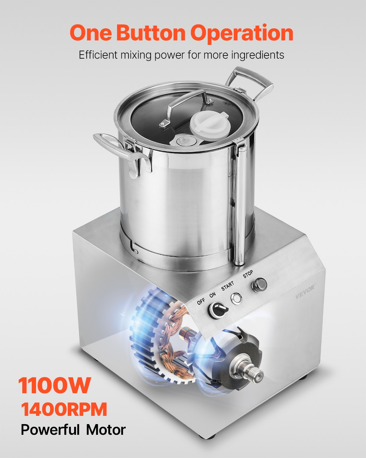 Food Processor Vegetable Chopper 10.6 Quart Food-Grade Stainless Steel Blender