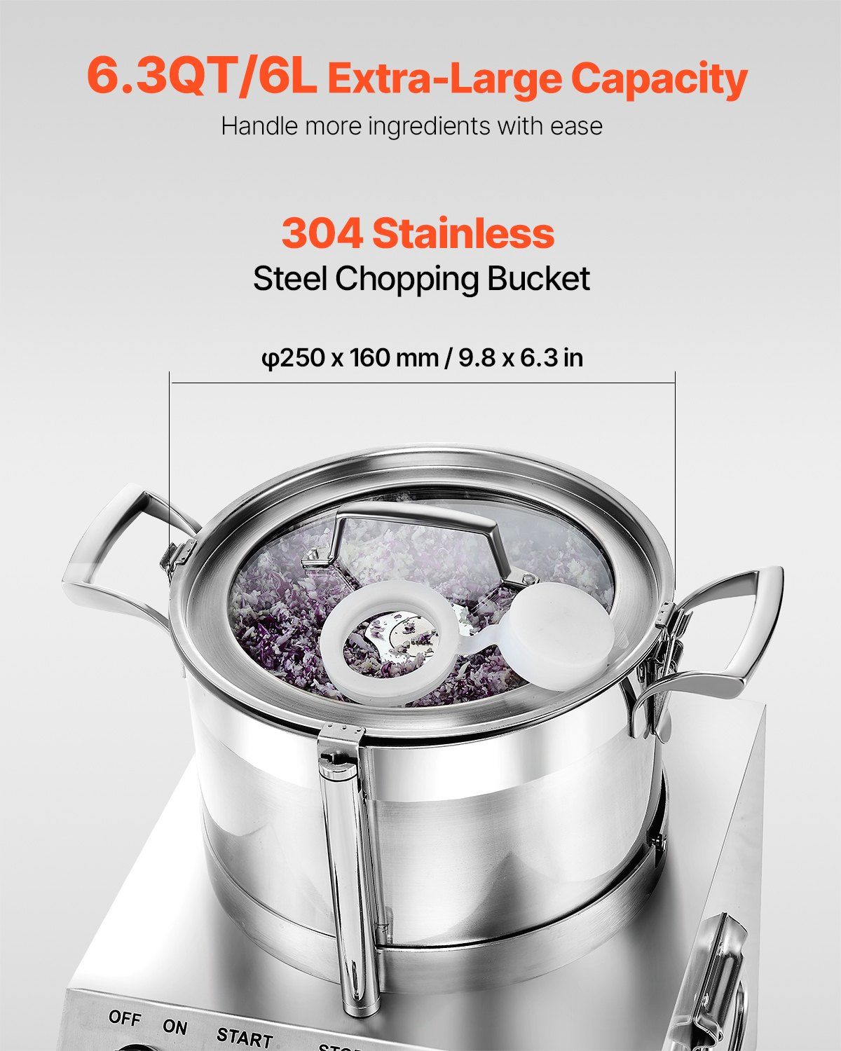 Food Processor Vegetable Chopper 6.3 Quart Food-Grade Stainless Steel Blender